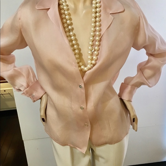 Vintage Brooks Brothers Women organza blush blouse - Picture 5 of 7